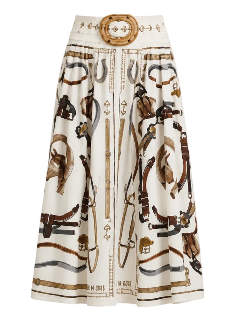 FARM Rio Equestrian Scarf Belted Midi Skirt in Winter White Size Medium NWT - Picture 16 of 16